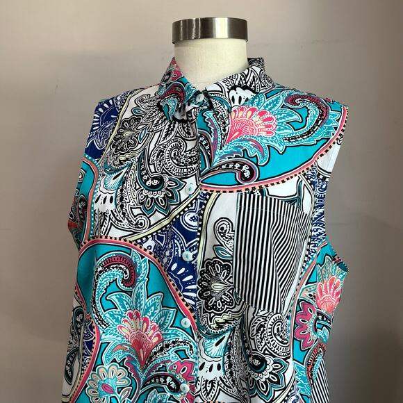 CHICO'S No Iron Sleeveless Button Front Short Sleeve Blouse Size XL - Picture 4 of 8